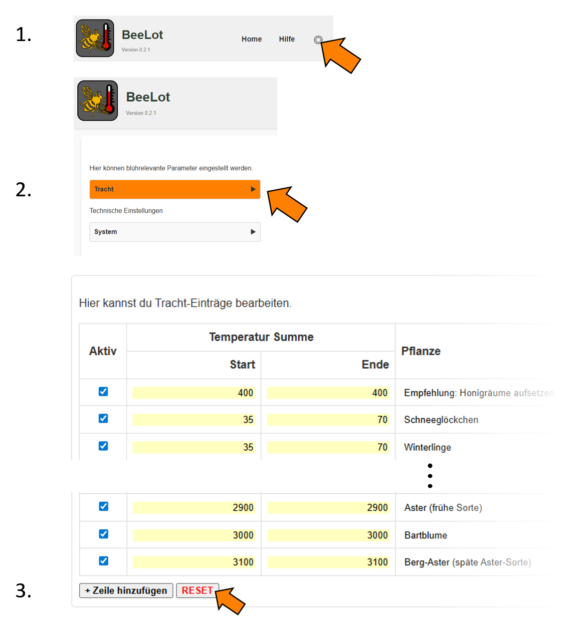 Reset der Tracht-Tabelle